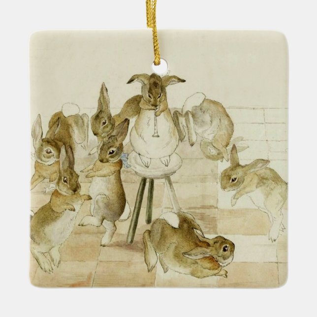 Ornamento De Cerâmica The Rabbits Christmas Party by Beatrix Potter (Frente)