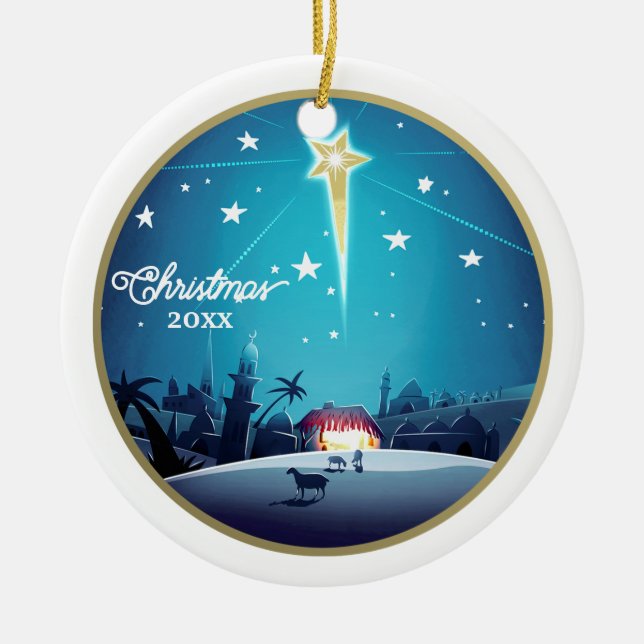 Ornamento De Cerâmica The Star of Bethlehem. Custom Year Christmas  (Frente)