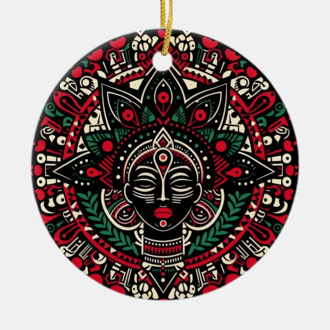 Ornamento De Cerâmica Theyyam Spirit Christmas Ornament (Frente)