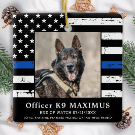 Ornamento De Cerâmica Thin Blue Line Officer K9 Police Dog Memorial