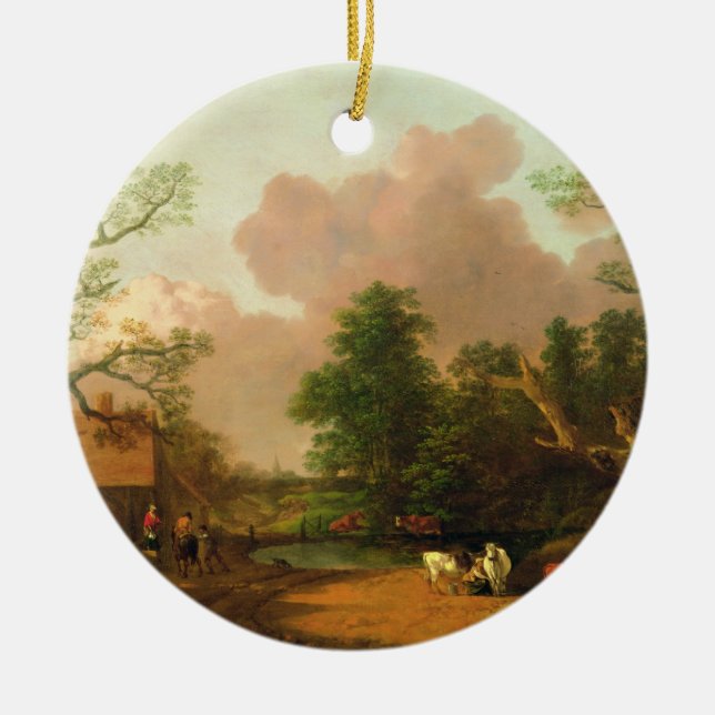 Ornamento De Cerâmica Thomas Gainsborough | uma paisagem com figuras, Fa (Frente)