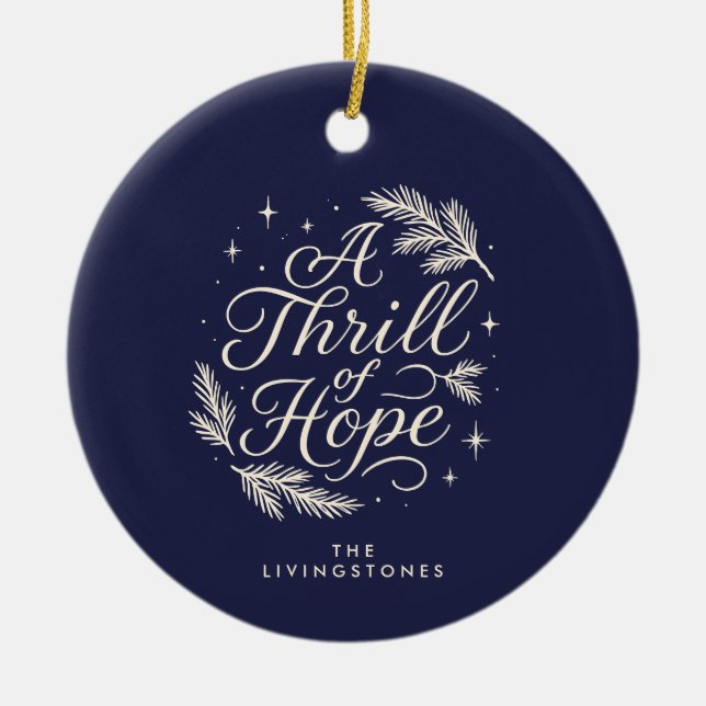 Ornamento De Cerâmica Thrill of Hope Navy  Photo Religious (Frente)
