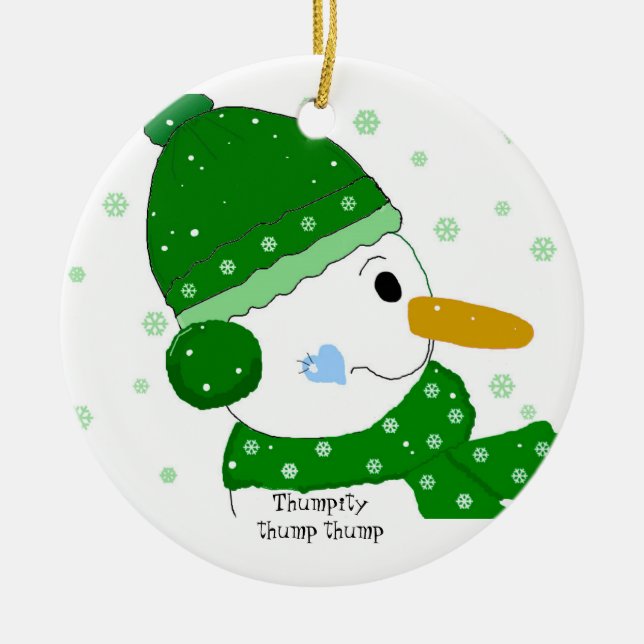 Ornamento De Cerâmica Thumpity Thump Thump  - Boneco de Neve (Frente)