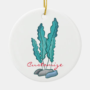 Ornamento De Cerâmica Thunder_Cove Azul de Algas Marinhas