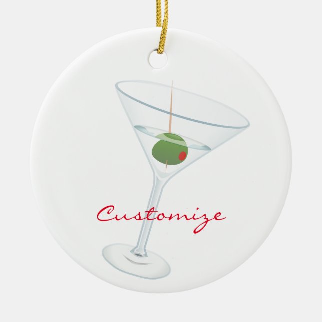 Ornamento De Cerâmica Thunder_Cove Azul Martini (Frente)