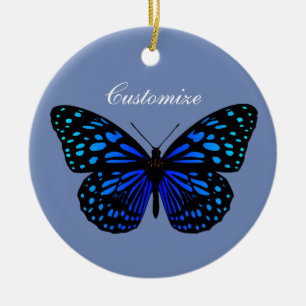 Ornamento De Cerâmica Thunder_Cove da Borboleta Azul