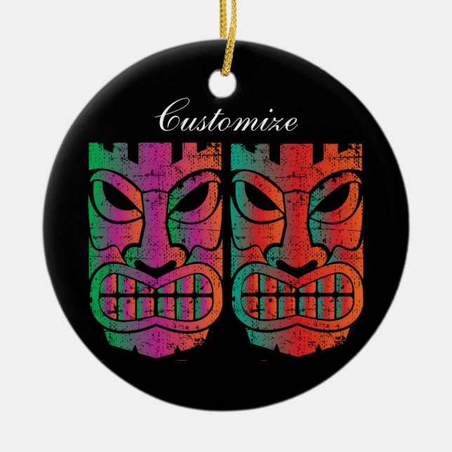 Ornamento De Cerâmica Thunder_Cove da Escultura Twin Tiki (Frente)