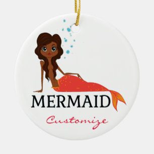 Ornamento De Cerâmica Thunder_Cove da Sereia de Brunette Tanned