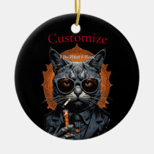 Ornamento De Cerâmica Thunder_Cove de Gato de Sugata legal