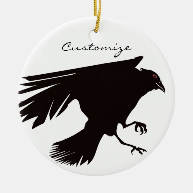 Ornamento De Cerâmica Thunder_Cove de Voo Preto Raven (Frente)