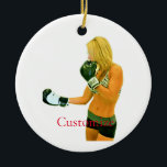 Ornamento De Cerâmica Thunder_Cove do modelo de Malhação feminino<br><div class="desc">boxe modelo feminino na academia para personalizar</div>