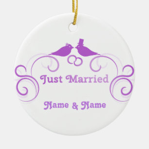 Ornamento De Cerâmica Thunder_Cove do Recem casados Newlyweds