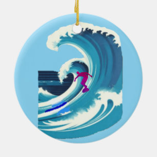 Ornamento De Cerâmica Thunder_Cove do Surfista de Ondas Grandes