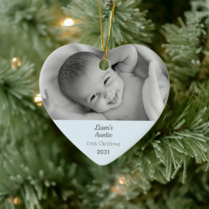 Ornamento De Cerâmica Tia 1rua de Natal Personalizada Foto Coração Per