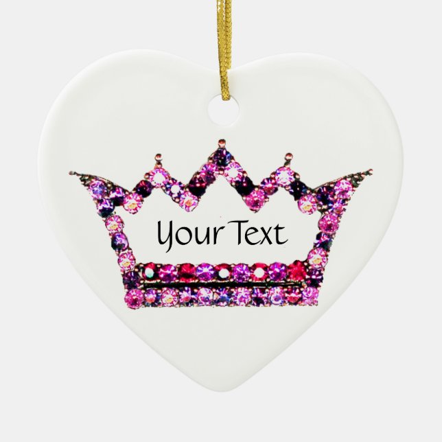 Ornamento De Cerâmica Tiara Rosa Personalizada (Frente)