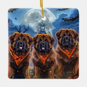 Ornamento De Cerâmica Tibetano Mastiff Halloween Spooky