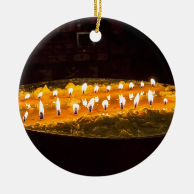 Ornamento De Cerâmica Tibete - Lâmpada de manteiga ritual (Frente)