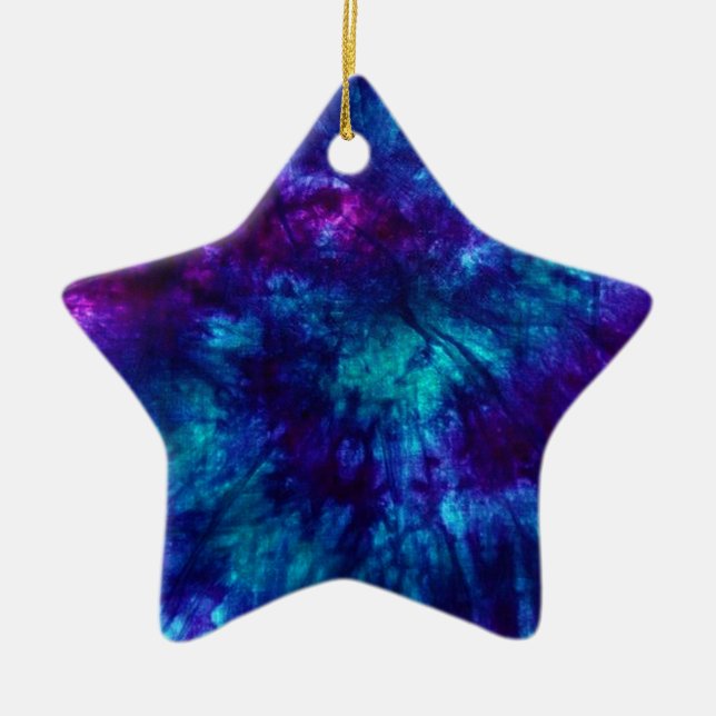 Ornamento De Cerâmica Tie Dye/Azul e Verde (Frente)