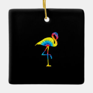 Ornamento De Cerâmica Tie Dye Flamingo Rainbow Impressão Bird Animal Hi