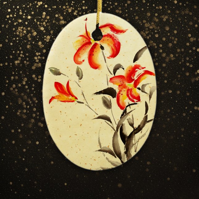 Ornamento De Cerâmica Tiger Lily - Vermelho (Criador carregado)