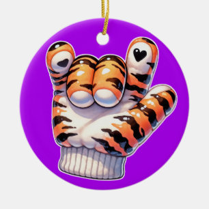 Ornamento De Cerâmica Tiger Paw ASL EU TE AMO.