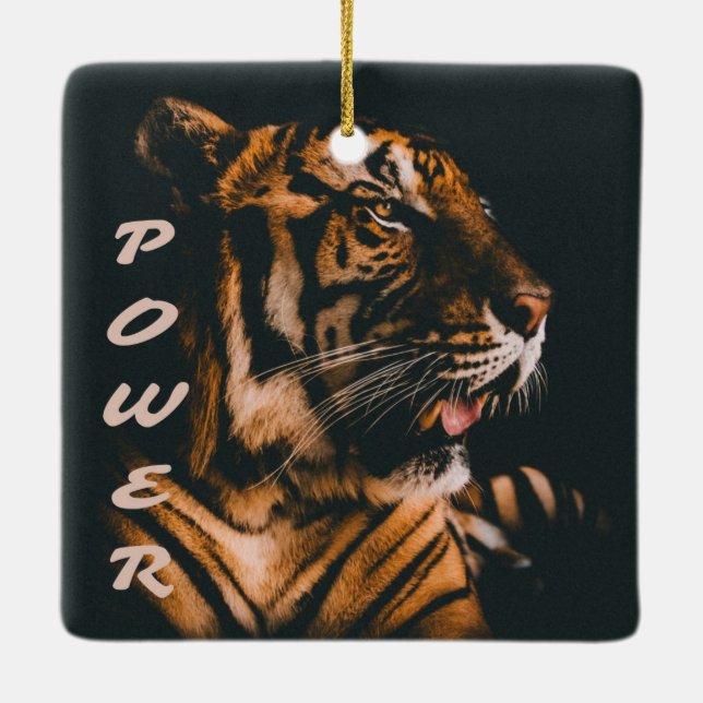 Ornamento De Cerâmica Tiger Power Stripes Fierce Motivational (Verso)