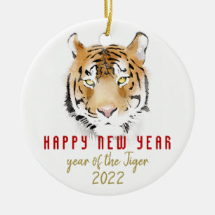 Ornamento De Cerâmica Tigre Aquarela Ano Novo Chinês 2022 Zodíaco