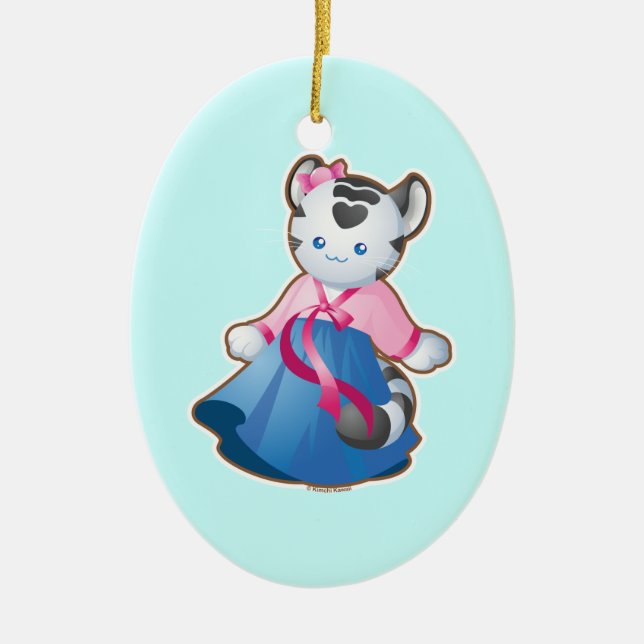 Ornamento De Cerâmica Tigre branco coreano (Frente)