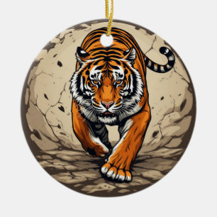 Ornamento De Cerâmica Tigre de Carregamento Poderoso