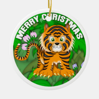 Ornamento De Cerâmica Tigre do Feliz Natal