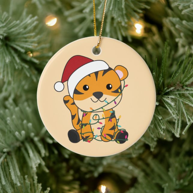 Ornamento De Cerâmica Tigre Natal Neve Inverno Animais Cerâmicos (Árvore)