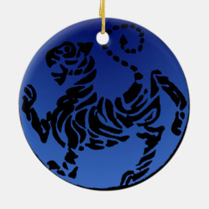 Ornamento De Cerâmica Tigre preto & azul de Shotokan