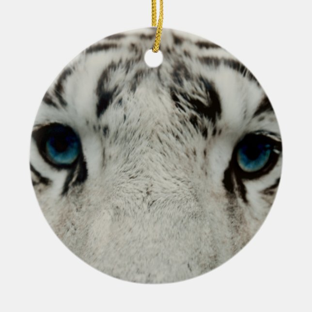 Ornamento De Cerâmica Tigre Siberian branco (Frente)