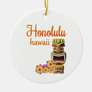 Ornamento De Cerâmica Tiki engraçado Honolulu Havaí