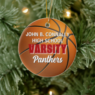 Ornamento De Cerâmica Time de Basquete Universitário Vermelho Natal Pers