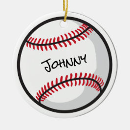 Ornamento De Cerâmica Time de Beisebol Nome Personalizado Branco Vermelh