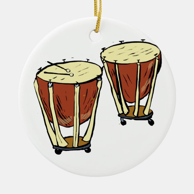 Ornamento De Cerâmica Timpani dois com imagem do gráfico dos malhos (Frente)