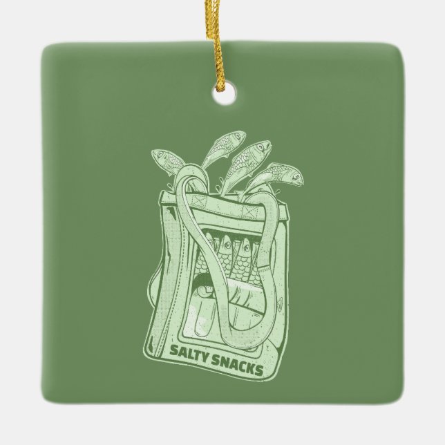 Ornamento De Cerâmica Tin de sardinha salgada (Frente)