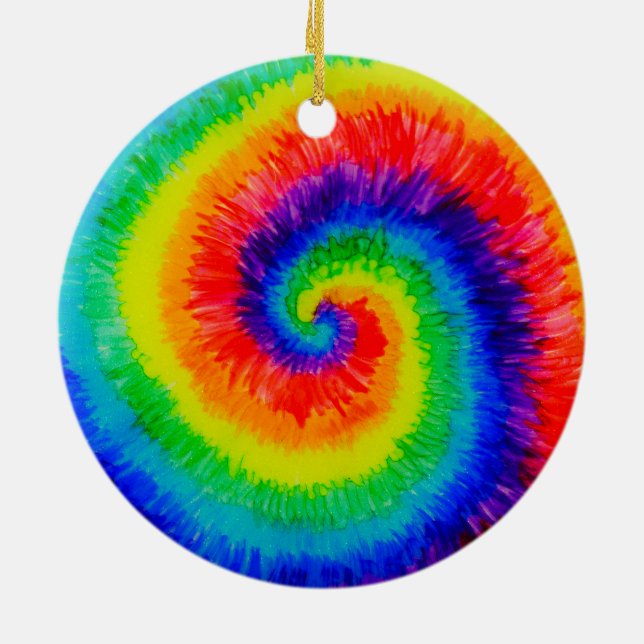 Ornamento De Cerâmica Tinta de Álcool Rainbow Tie-Dye (Traseira)