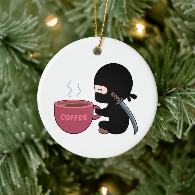 Ornamento De Cerâmica Tiny Ninja com Mug de Café Grande (Árvore)