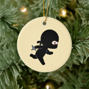 Ornamento De Cerâmica Tiny Ninja em Amarelo