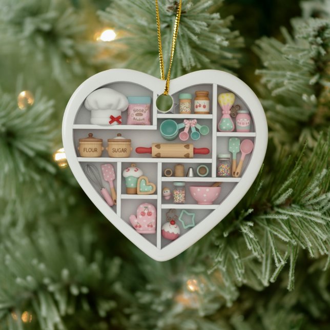 Ornamento De Cerâmica Tiny Shelves: Baker Edition graphic print Baking (Árvore)