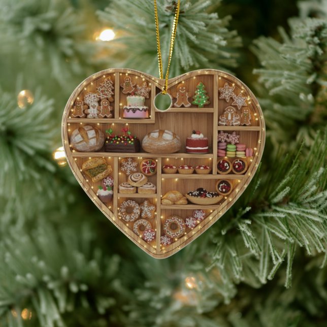 Ornamento De Cerâmica Tiny Shelves Christmas Baker Xmas Cookies 2Dprint (Árvore)