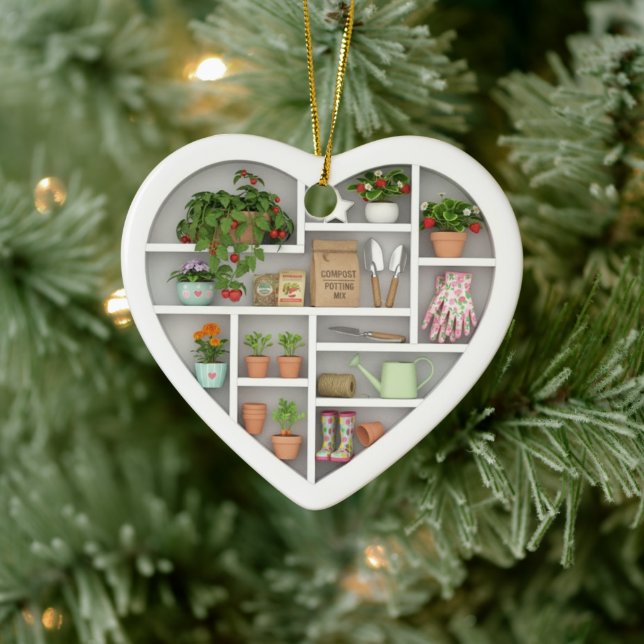 Ornamento De Cerâmica Tiny Shelves: Gardener edition (graphic print) (Árvore)