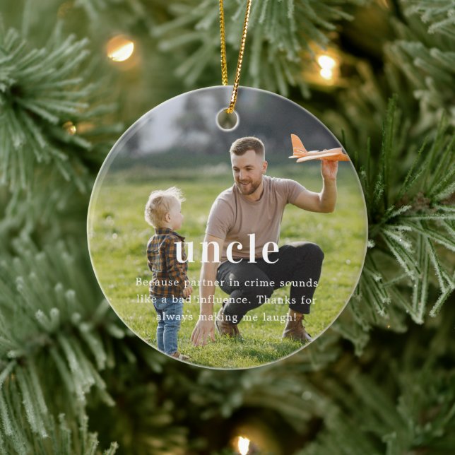 Ornamento De Cerâmica Tio | Presente de Natal Sentimental com Foto (Árvore)