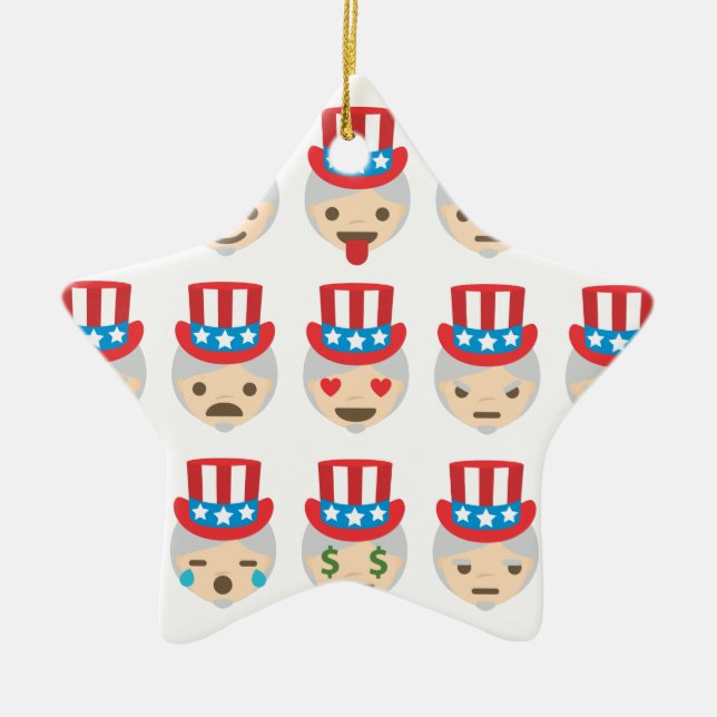 Ornamento De Cerâmica tio sam emoji (Frente)