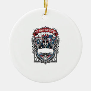 Ornamento De Cerâmica Tio Sam Patriótico Esqueleto Patriota Sombrio Esqu