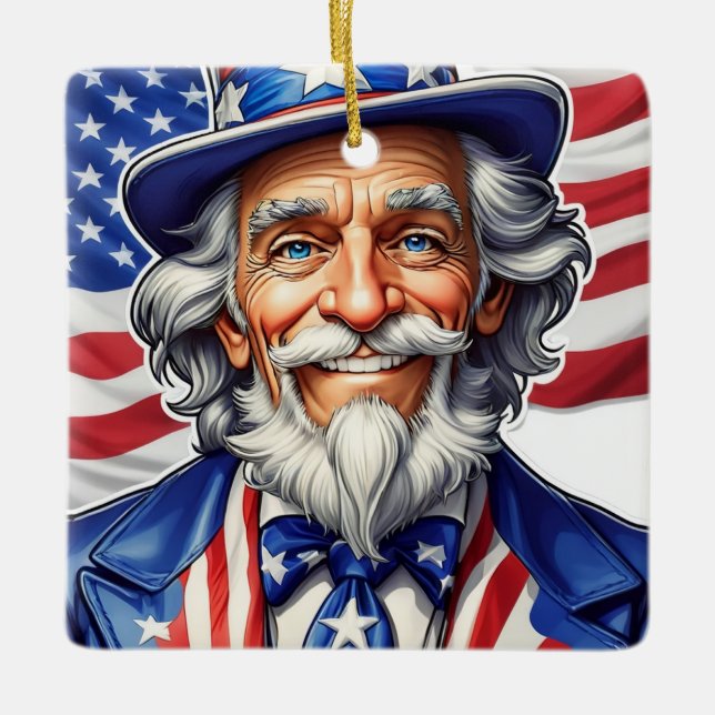 Ornamento De Cerâmica Tio Sam USA (Frente)