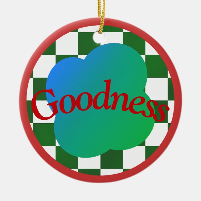 Ornamento De Cerâmica Típica Clássica Vermelha e Verde de Citação (Frente)