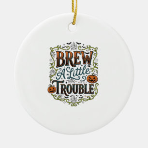 Ornamento De Cerâmica Tipografia de Bruxa de Halloween Faça Um Pouco de